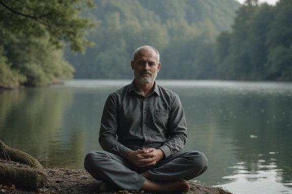 Uomo che medita in un ambiente tranquillo