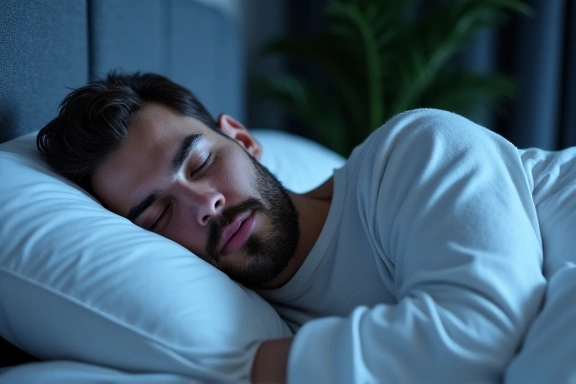 Uomo che dorme profondamente in un letto confortevole